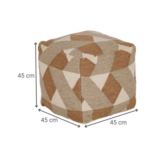 Puf Multicolor Cuadrado 45 cm en Lana y Algodón Desenfundable 614926