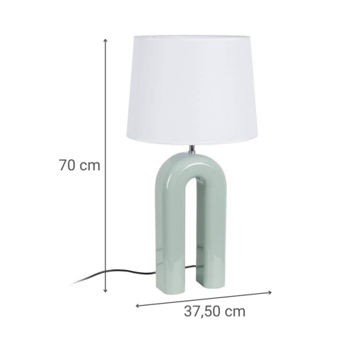 Lámpara de Mesa Verde Lacado con Pantalla de Algodón 614900