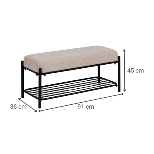 Banco Tapizado Beige 91 cm con Patas de Hierro y Estructura DM 614799