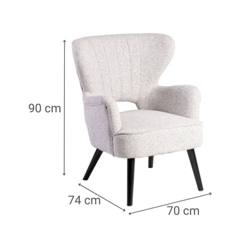 Sillón Tapizado Jaspeado Crudo con Patas de Madera 615250