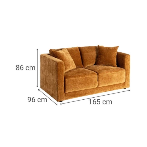 Sofá 2 Plazas Ocre Tejido en Poliéster con Patas de Madera 165 cm 615448