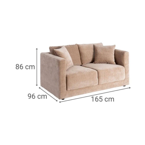 Sofá 2 Plazas Taupe Tejido en Poliéster con Patas de Madera 165 cm 615446