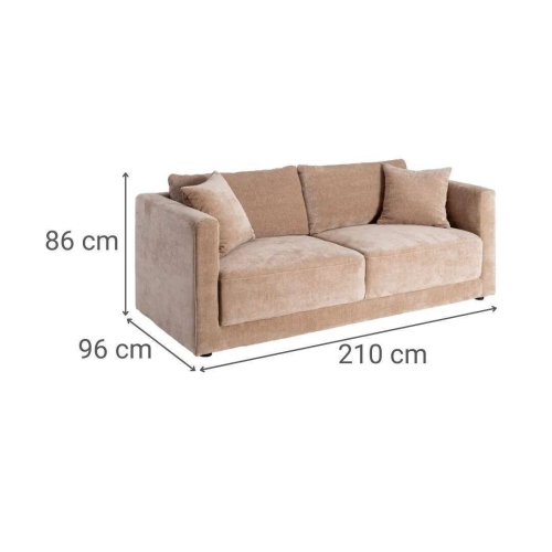 Sofá 3 Plazas Taupe Tejido en Poliéster con Patas de Madera 210 cm 615447