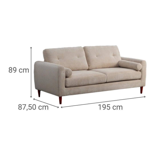 Sofá de Salón en Tejido Color Crema 195 cm 615562