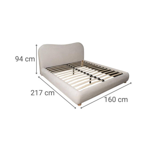 Cama de Dormitorio Tapizada en Tejido Beige con Cabecero 160x94 cm 615677