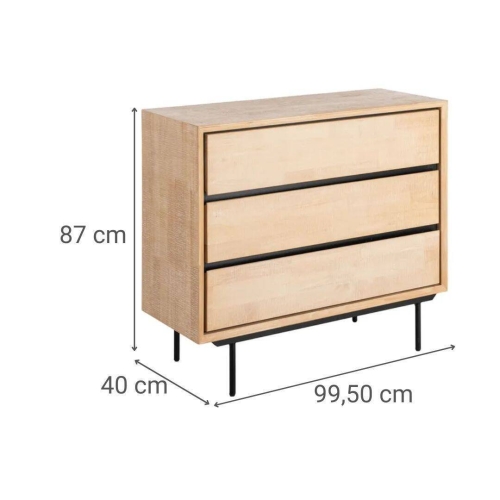 Cómoda de Dormitorio Madera y Metal Natural-Negro 615682
