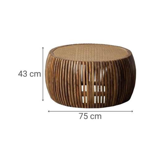 Mesa de Centro de Salón en Madera de Mango y Ratán 615237