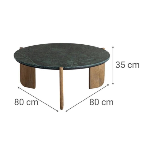 Mesa de Centro Natural-Verde en Madera y Mármol 615815