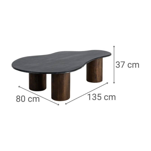 Mesa de Centro Mármol Negro y Madera 615493