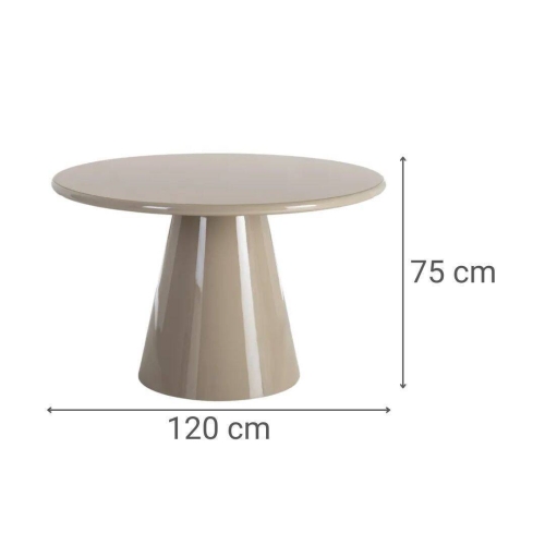 Mesa de Comedor Alto Brillo Taupe de MDF 120x120 cm 615302