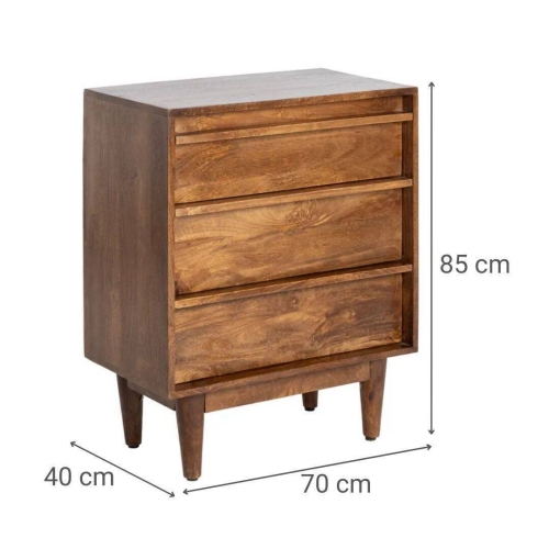 Mueble Auxiliar Estructura de Madera de Mango Marrón con 3 Cajones 615137