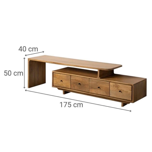 Mueble TV de Salón en Madera de Mango Natural con 4 Cajones 615300