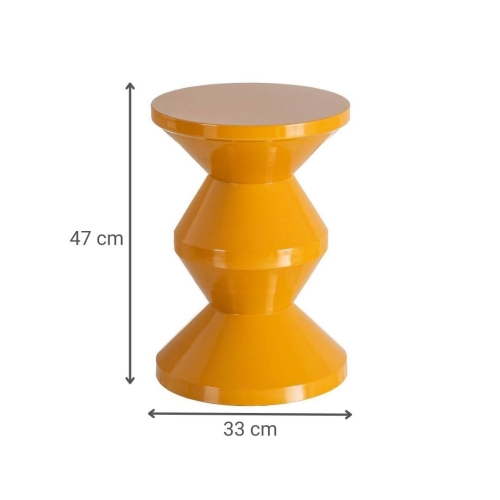 Mesa Auxiliar de Metal Color Mostaza Diseño Geométrico 615663
