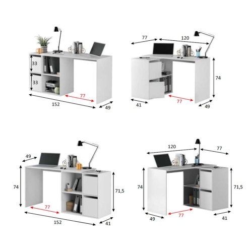 Mesa Escritorio Multiposición Blanca Artik 008311A