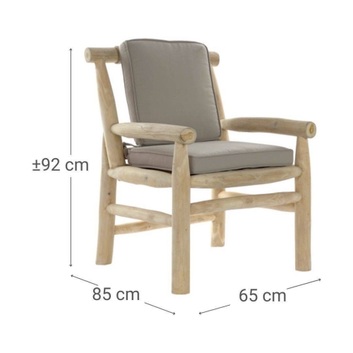 Sillón Teca de Poliéster Color Gris Claro MB-178755