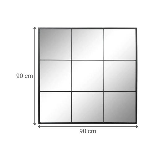 Espejo de Hierro Cristal Negro 90x2x90 ES-195696