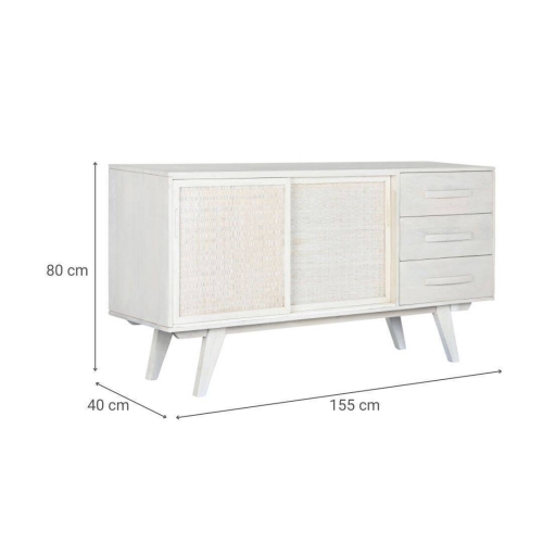 Aparador de 2 Puertas y 3 Cajones Color Blanco Roto MB-215068