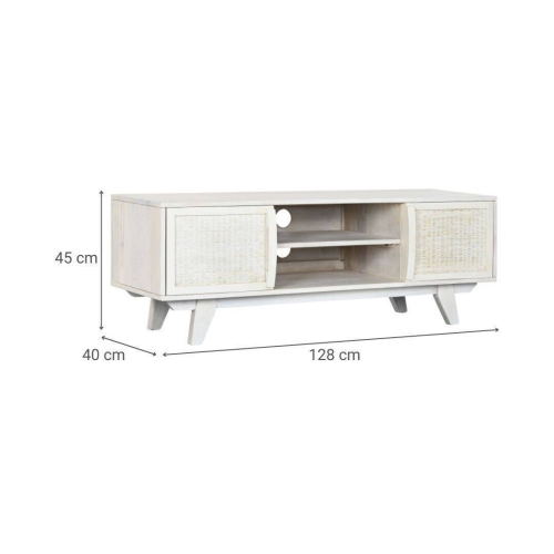Mueble de TV de 2 Puertas y 2 Huecos Color Blanco Roto MB-215068