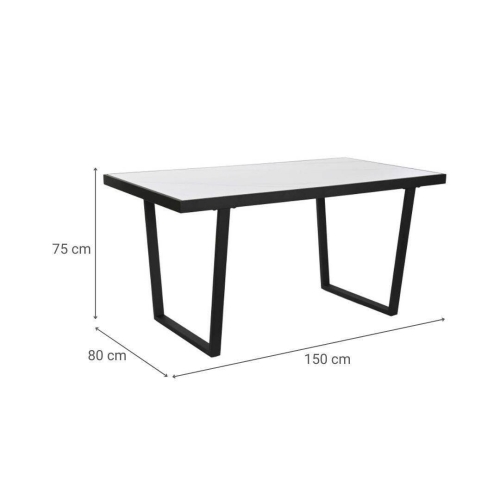 Mesa de Comedor de Metal y Piedra Sintetizada Color Blanco y Negro MB-208952