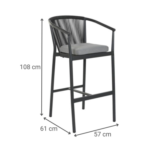 Taburete de Aluminio- Ratán Tapizado MB-218354