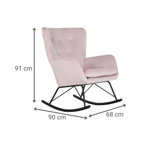 Mecedora Metal‑Poliéster Terciopelo Rosa MB-211337