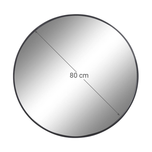 Espejo Redondo de Hierro Cristal Negro 80x2x80 ES-204890