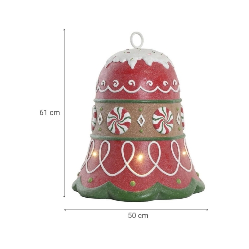 Figura Decorativa LED de Resina Campana Navideña Multicolor NV-220698