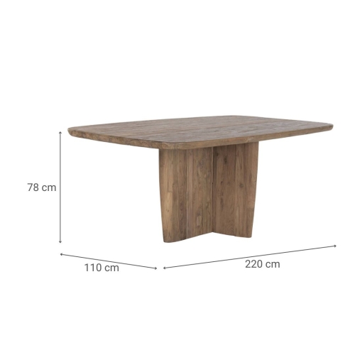 Mesa de Comedor de Teca Reciclada Natural 220 cm MB-223962