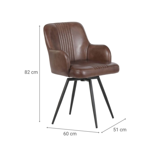Sillón Giratorio de Piel con Patas de Hierro MB-223598