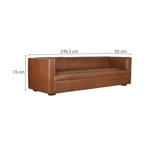 Sofá de Piel 4 Plazas en Color Cognac Estructura Madera MB-221637