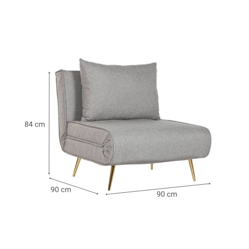 Sofá Cama Tapizado en Poliéster Crema con Patas de Metal MB-221699