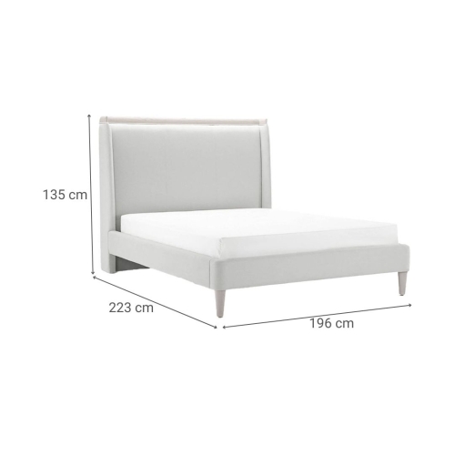 Cama Tapizada en Poliéster con Estructura Metálica Color Gris Claro MB-220061