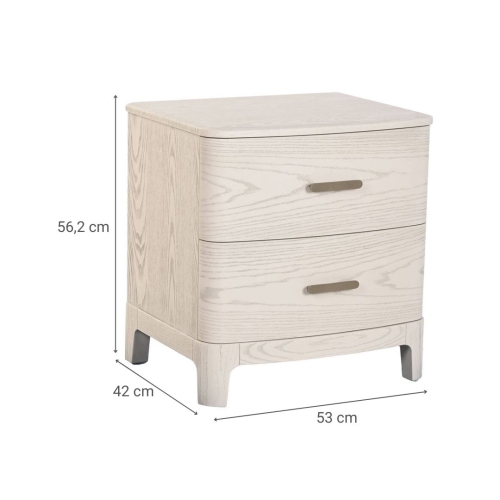 Mesita de Noche con 2 Cajones MDF y Metal MB-220062