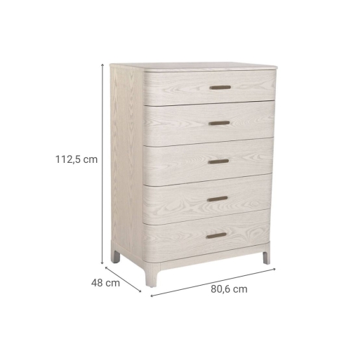 Sinfonier de Dormitorio en MDF Gris Claro con Tiradores de Metal MB-220064
