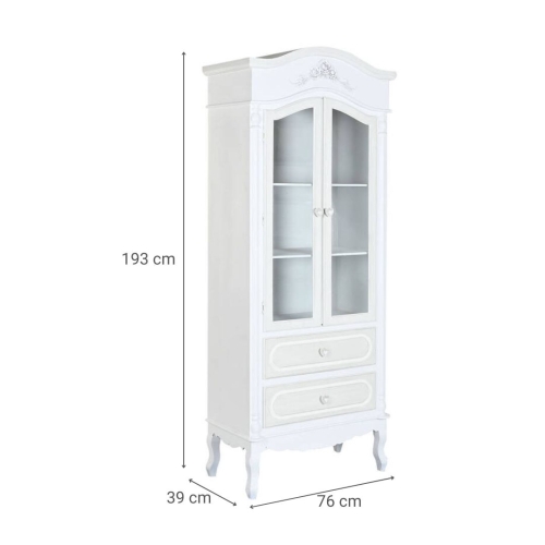 Vitrina de Madera Blanca con Cristal y Cajones MB-220007