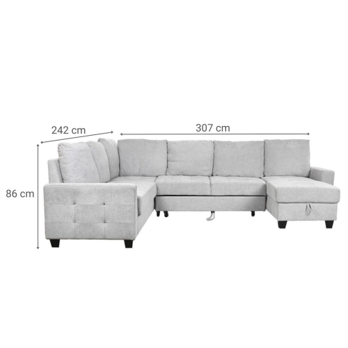Sofá Cama Chaiselongue en Poliéster con Arcón MB-219483