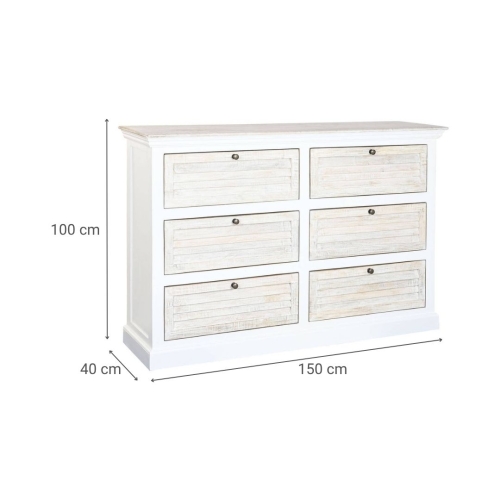 Cómoda de Madera de Mango Blanca con 6 Cajones MB-219427