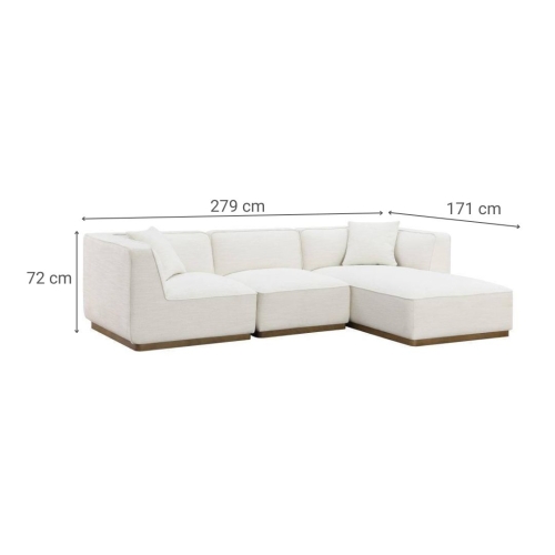 Sofá de Salón en Madera de Hevea Tapizado Crema MB-218995