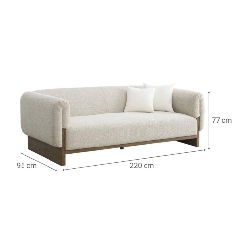 Sofá de Salón en Madera de Boj y Poliéster Crudo MB-218996