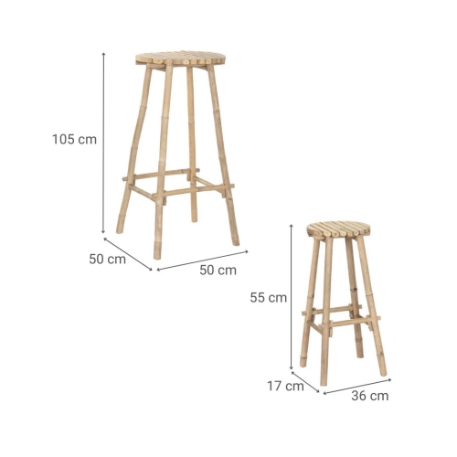 Mesa Bar de Bambú con 2 Taburetes MB-218225