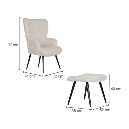Sillón y Butaca en Terciopelo con Estructura Metálica MB-217772