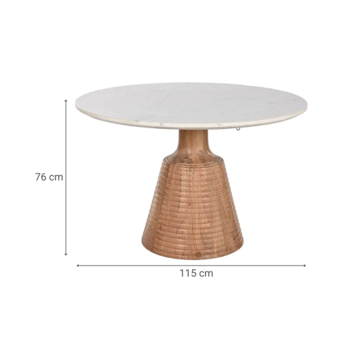 Mesa de Comedor Mármol Blanco y Madera de Acacia MB-212659