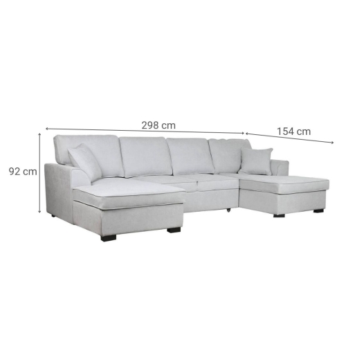 Sofá Cama Chaiselongue en Poliéster Gris con Estructura de Madera MB-211718