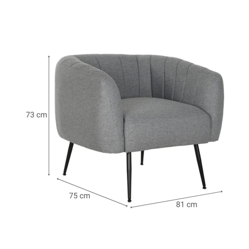 Sillón de Salón en Poliéster Gris con Patas Metálicas MB-207908