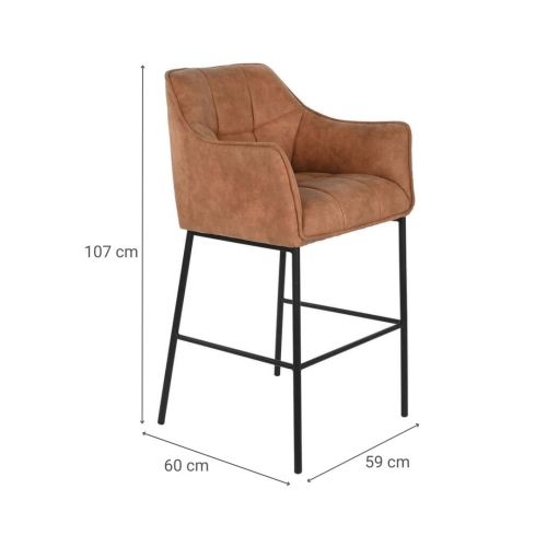 Taburete Alto en Símil Piel con Estructura Metálica Camel MB-207833