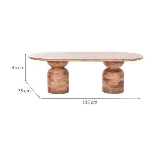 Mesa de Centro de Madera Acacia Marrón 135 cm MB-207412