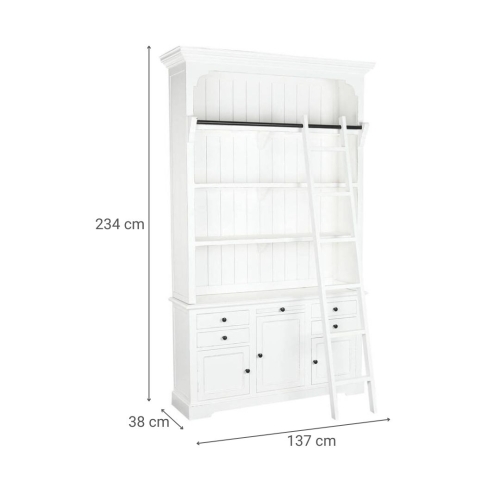 Estantería de MDF Blanco con Escalera MB-205715