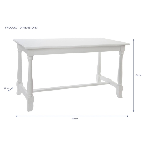 Mesa de Comedor en Madera Blanca 180 cm MB-196118