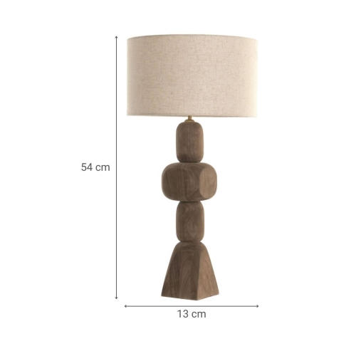 Lámpara de Sobremesa de Madera de Mango y Pantalla de Lino LA-221940