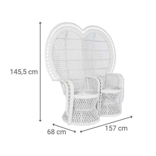Sillón de Jardín de Ratán Blanco 2 Plazas MB-207721